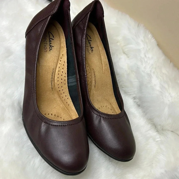 Clark’s Neiley Pearl burgundy shoes ,various sizes women,NEW,leather,chunky heel - Picture 13 of 17